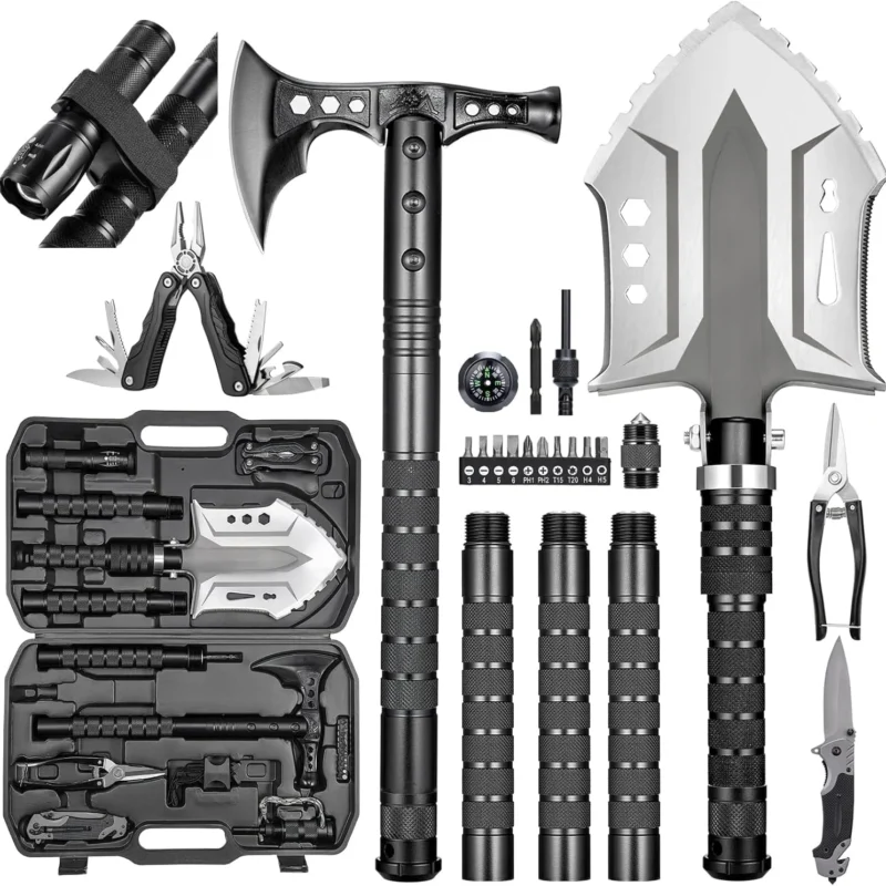 Camping Shovel Axe Outdoor Survival Shovel Set with High Carbon Steel Camping Gear for Men Outdoor Caming Hiking Backpacking Emergency