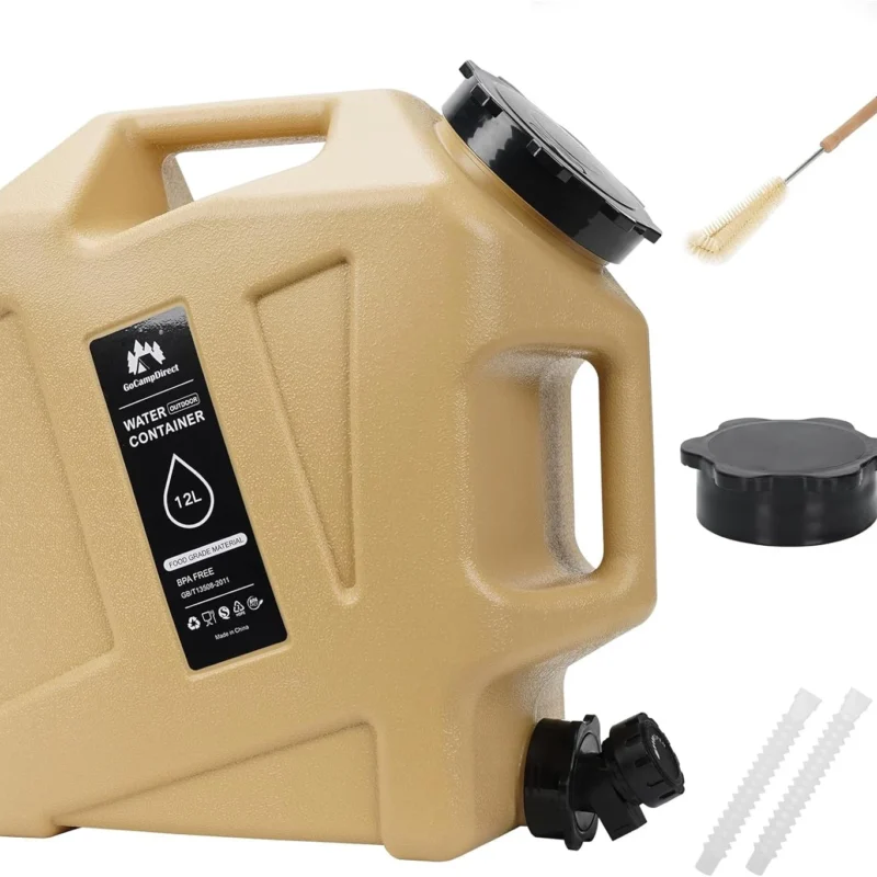 Camping Water Container - 3.2 Gallan Water Jug with Spigot| Portable Water Tank for Outdoor Hiking Picnic Supplies-Sand