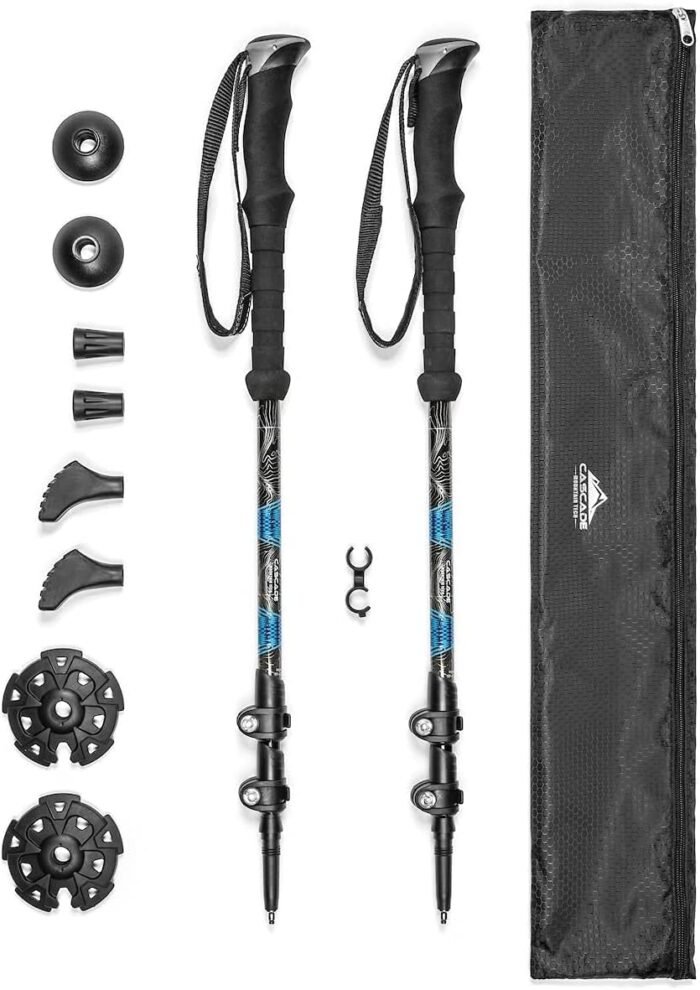 Cascade Mountain Tech Trekking Poles - Carbon Fiber Walking or Hiking Sticks with Quick Adjustable Locks