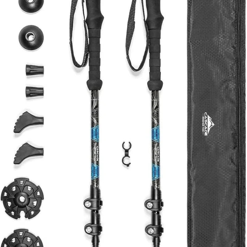 Cascade Mountain Tech Trekking Poles - Carbon Fiber Walking or Hiking Sticks with Quick Adjustable Locks
