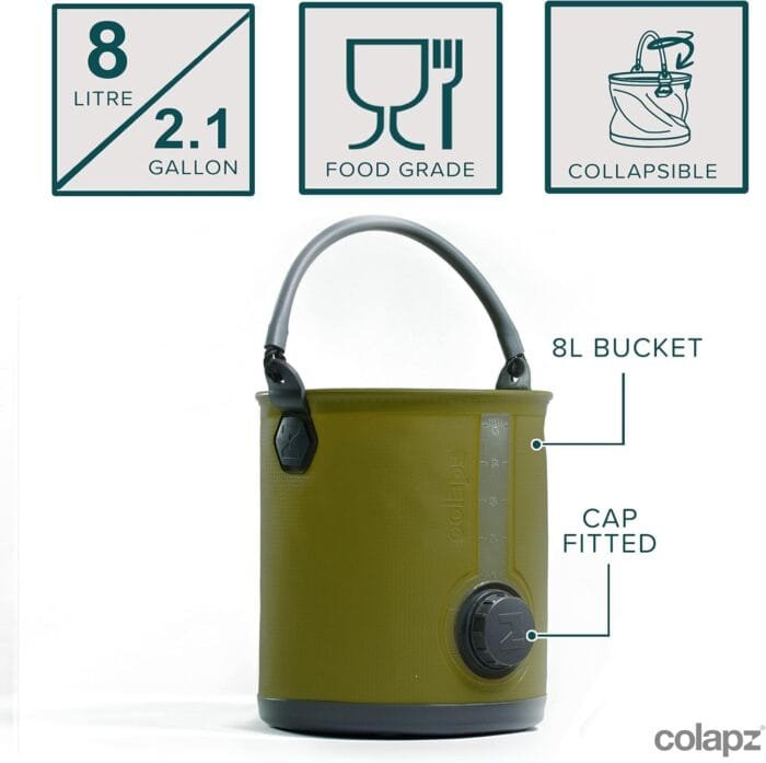 Colapz 2-in-1 Collapsible Camping Water Container with Spigot - 2 Gallon Portable Bucket & Camping Water Jug with Spout - Sports Water Jug - RV Bucket - Water Jug Dispenser - Camping Essentials - Image 2