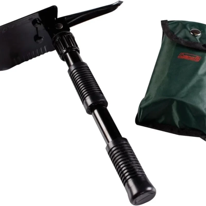 Coleman Backpacking Folding Shovel & Pick, Steel Folding Spade with Serrated Edge & Carry Case, Great for Camping, Fire Pits, Emergencies, Backyard, & More