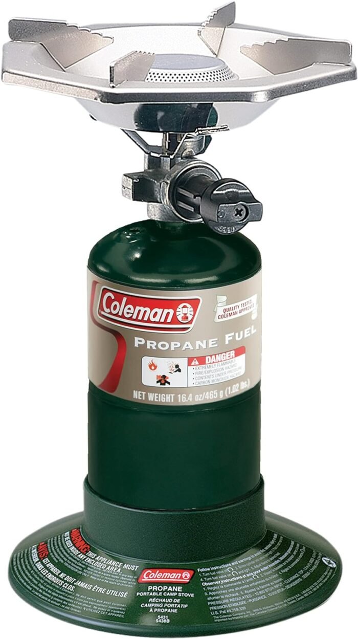 Coleman Bottletop Propane Camping Stove, Portable 1-Burner Adjustable Stove with Wind Baffles, Pressure Regulator, and 10,000 BTUs of Power; Great for Camping, Hiking, Backpacking, & More