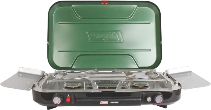 Coleman Classic 3-Burner Propane Camping Stove, Portable Camp Stove with 3 Adjustable Burners & Push-Button Instant Ignition, 28,000 BTUs for Camping, Tailgating, Grilling, BBQs, & More