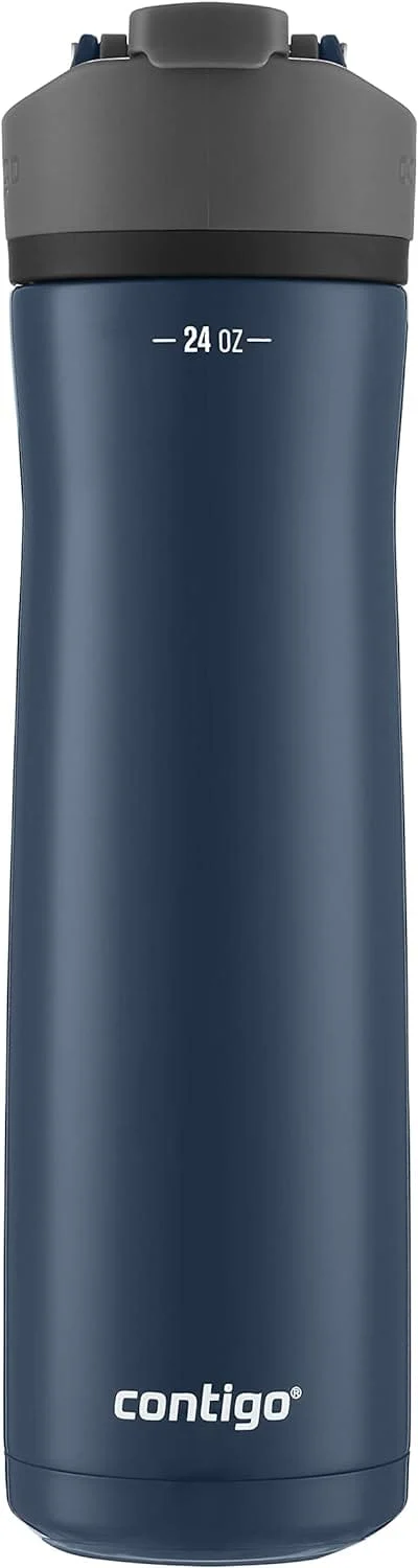 Contigo Cortland Chill 2.0 Blueberry Stainless Steel Water Bottle, Vacuum-Insulated, Spill-Proof Lid, 24oz, Ideal for Hot or Cold Drinks, Interchangeable Lid, Perfect for Kids & Adults