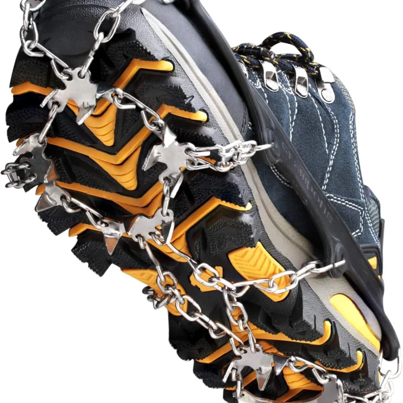 Crampons Ice Cleats Traction Snow Grips for Boots Shoes Women Men Anti Slip 19 Stainless Steel Spikes Safe Protect for Hiking Fishing Walking Climbing Mountaineering