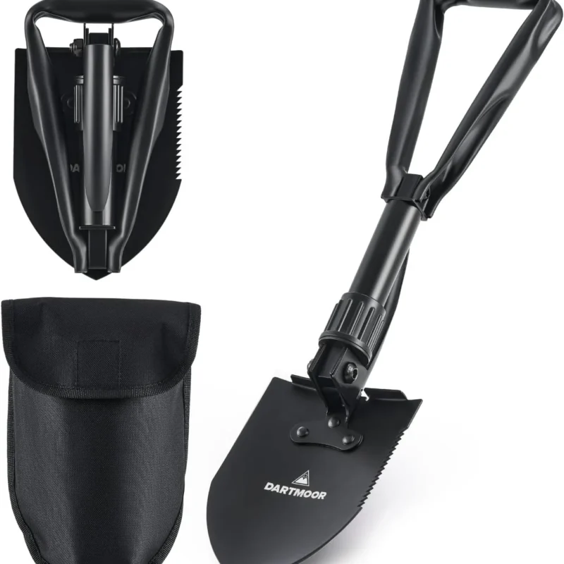 DARTMOOR Mini Folding Shovel High Carbon Steel, Portable Lightweight Outdoor Tactical Survival Foldable Mini Shovel, Entrenching Tool, Camping, Hiking, Digging, Backpacking, Car Emergency