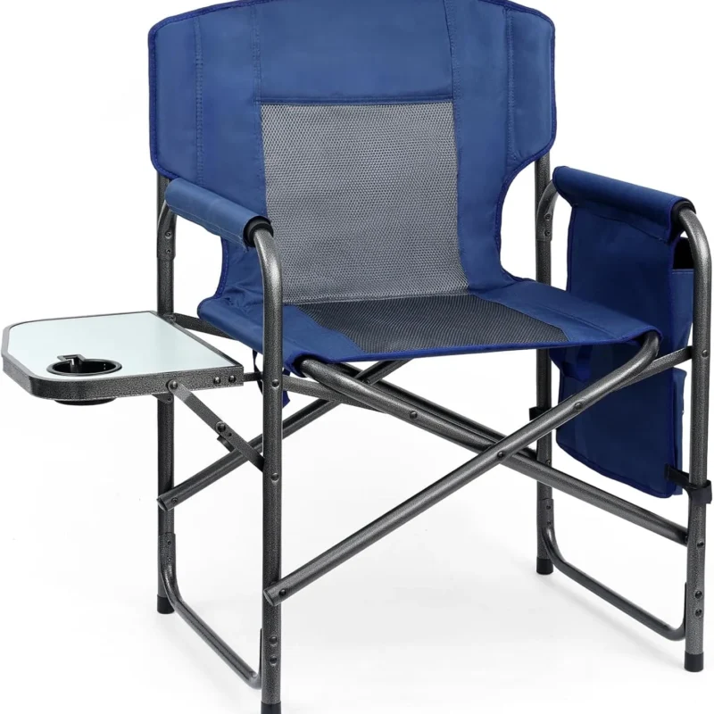 Directors Chair, Camping Chairs for Adults, Heavy Duty Camping Chairs with Side Table, Lawn Chairs with Side Pockets Carry Straps