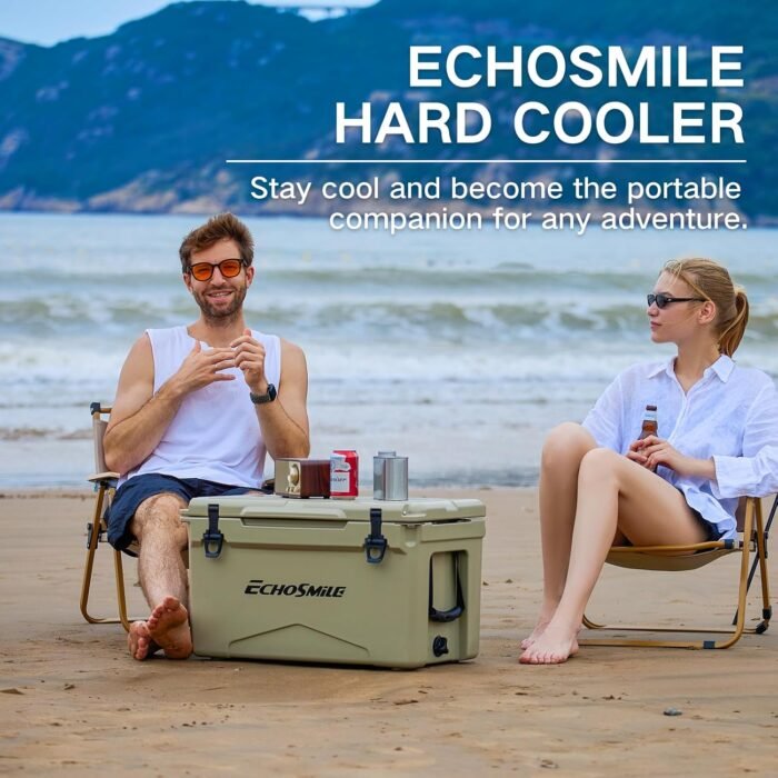 EchoSmile 25/30/35/40 Quart Rotomolded Cooler, 5 Days Protale Ice Cooler, Ice Chest Suit for BBQ, Camping, Pincnic, and Other Outdoor Activities - Image 2