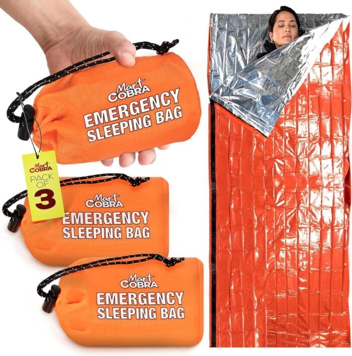 Emergency Sleeping Bag x3, Life Bivy Sack, Emergency Sleeping Bags for Survival Sleeping Bag, Tac Bivvy Bag, Portable Thermal Sleeping Bag, Emergency Blankets for Survival Bag, Sleep Survival Shelter