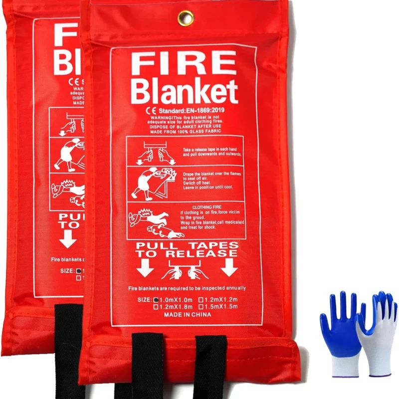 Fire Blankets Emergency for Home-Fire Blanket for Home and Kitchen,Fiberglass Fire Blankets for Fireplace Camping Car BBQ. Essential Fire Blankets Emergency Gear for Home Safety(2 Pack)