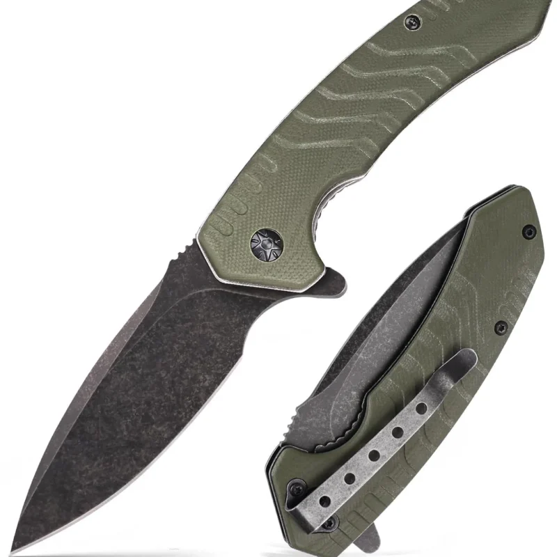 Folding Pocket Knife, 3.3 Inch D2 Steel Blade G10 Handle Small EDC Knife with Liner Lock, Pocket Clip for Men Women, Perfect Tool for Camping Hunting Survival