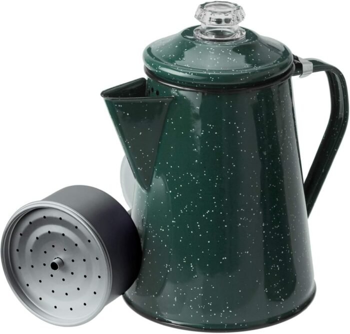 GSI Outdoors Percolator Coffee Pot | Enamelware Campfire Coffee Boiler Kettle for Outdoor Camping Cookware, Cabin, RV, Kitchen, Hunting & Backpacking