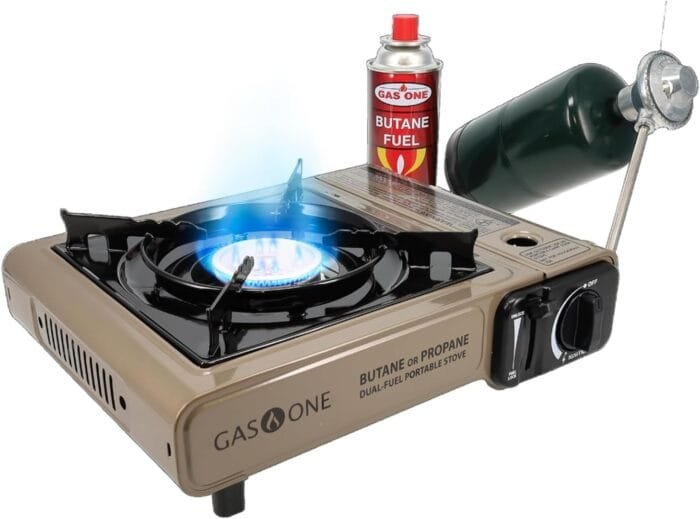 Gas One GS-3400P Propane or Butane Stove Dual Fuel Stove Portable Camping Stove - Patented - with Carrying Case Great for Emergency Preparedness Kit