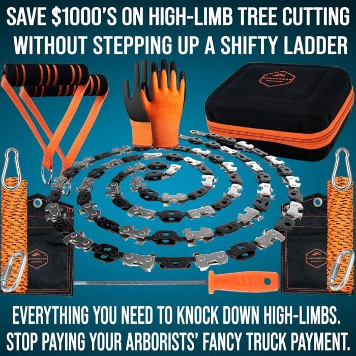 High Limb Rope Saw 53 In - Zero Effort 360 Arborist Rope Chain Saw - Limb Saw - Hand Chain Saw - Cable Saw - Tree Limb Cutter - Rope Saw Tree Saw High Limb Both Sides - Pocket Chainsaw Wire - Image 2