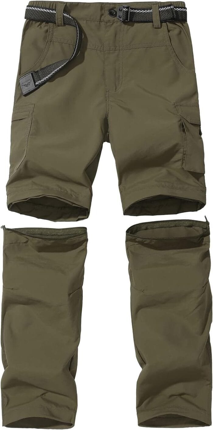 JOMLUN Boy’s Scout Pants Convertible Hiking Quick Dry Zip Off Pants Outdoor Climbing Casual Trouser Kids Youth Cargo Pants