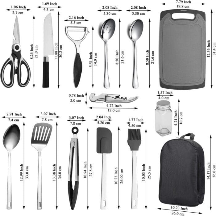 Kyraton Camping Cooking Set 15 Pack, Camping Cookware, Camping Supplies, Portable Camping Kitchen Utensil Set, Ldeal for Backpacking, Barbecuing, Camping and Hiking Trips. - Image 2