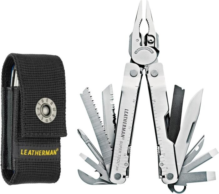 LEATHERMAN, Super Tool 300 Multitool with Premium Replaceable Wire Cutters and Saw, Stainless Steel with Nylon Sheath