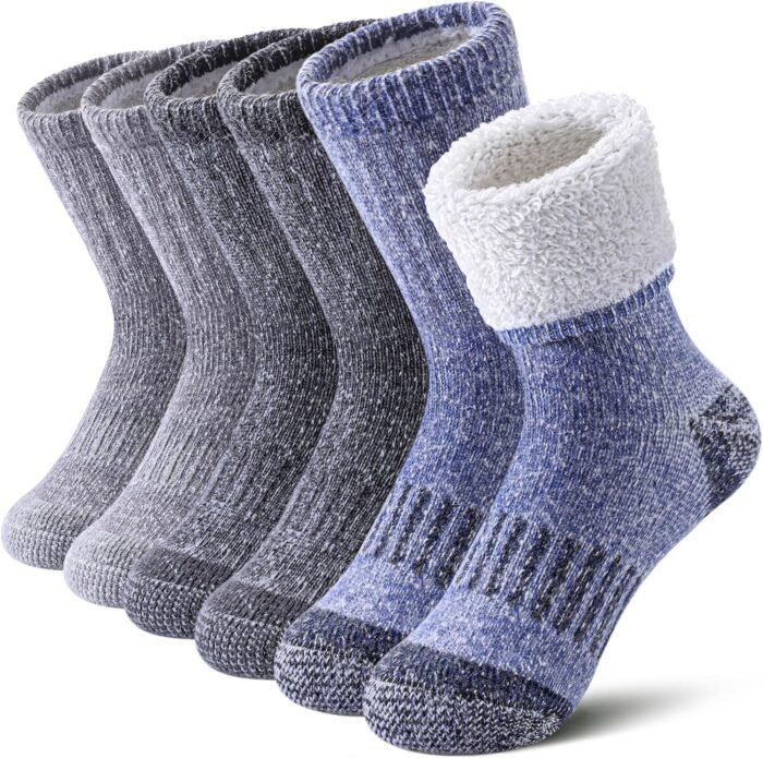 LINEMIN Kids Merino Wool Hiking Socks Boys Girls Winter Warm Thick Thermal Boot Thick Cushion Snowboarding Socks 3 Pairs