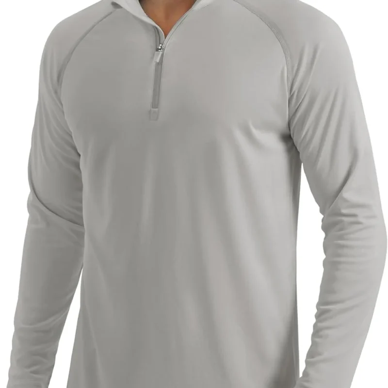 MAGCOMSEN Men's Long Sleeve Sun Shirts UPF 50+ Tees 1/4 Zip Up Fishing Running Rash Guard T-Shirts Outdoor Shirt