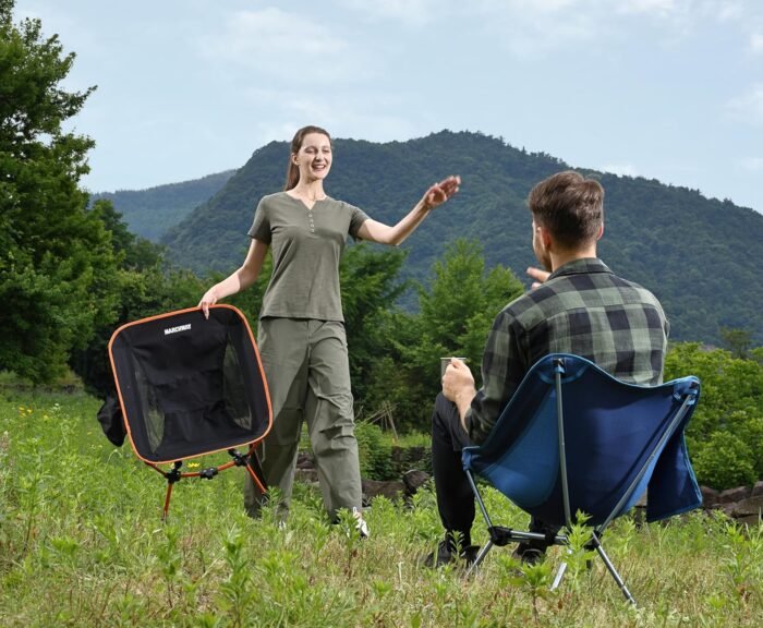 MARCHWAY Lightweight Folding Camping Chair, Stable Portable Compact for Outdoor Camp, Travel, Beach, Picnic, Festival, Hiking, Backpacking, Supports 330Lbs (Orange) - Image 2