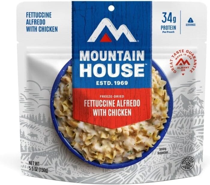 Mountain House Fettuccine Alfredo with Chicken | Freeze Dried Backpacking & Camping Food | 2-Servings