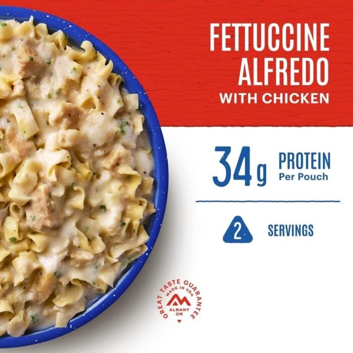 Mountain House Fettuccine Alfredo with Chicken | Freeze Dried Backpacking & Camping Food | 2-Servings - Image 2