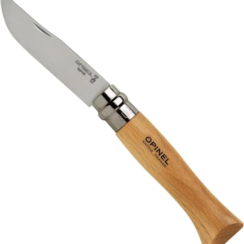 Opinel No.08 Stainless Steel Folding Knife with Beechwood Handle