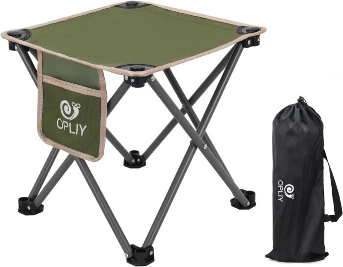 Opliy Camping Stool, Folding Samll Chair Portable Camp Stool for Camping Fishing Hiking Gardening and Beach, Camping Seat with Carry Bag (Green, L 13.5")