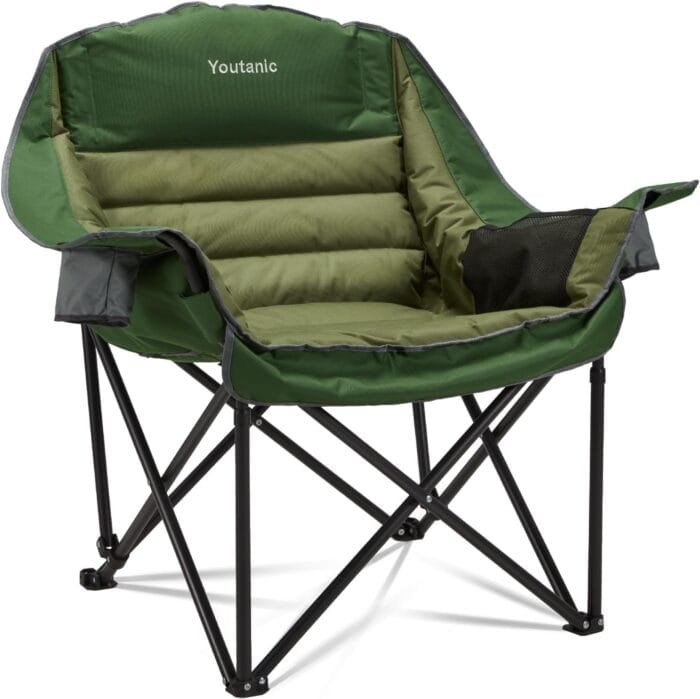 Oversized Camping Chair, Portable Folding Camping Chairs with Side Pocket, Cup Holder and Carry Bag, Heavy Duty Outdoor Camping Chairs for Adults, Fishing, Sports, Trip, up to 400lbs, Style 2