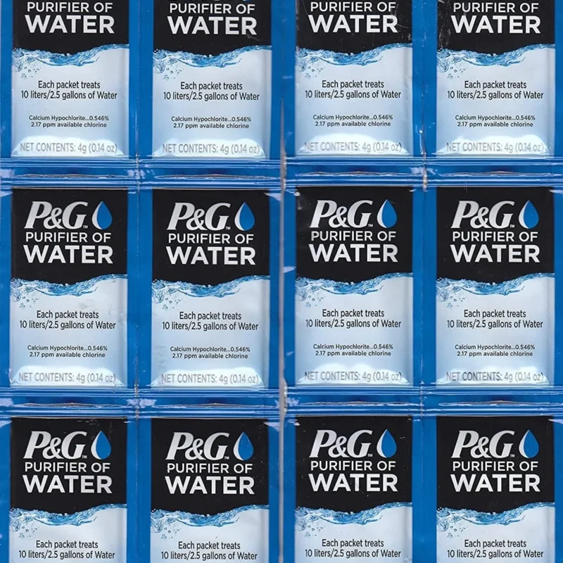 P&G Purifier of Water Portable Water Purifier Packets. Emergency Water Filter Purification Powder Packs for Camping, Hiking, Backpacking, Hunting, and Traveling. (12 Packets)