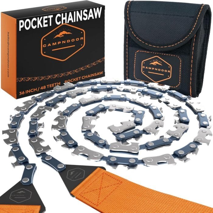 Pocket Chainsaw for Camping - 36 Inch Heavy Duty Steel Hand Chainsaw - 48 Teeth Pocket Saw - 65Mn Hand Chain Saw - Rope Saw - Hand Saw - Survival Saw - Rope Chain Saw - Camping Gear