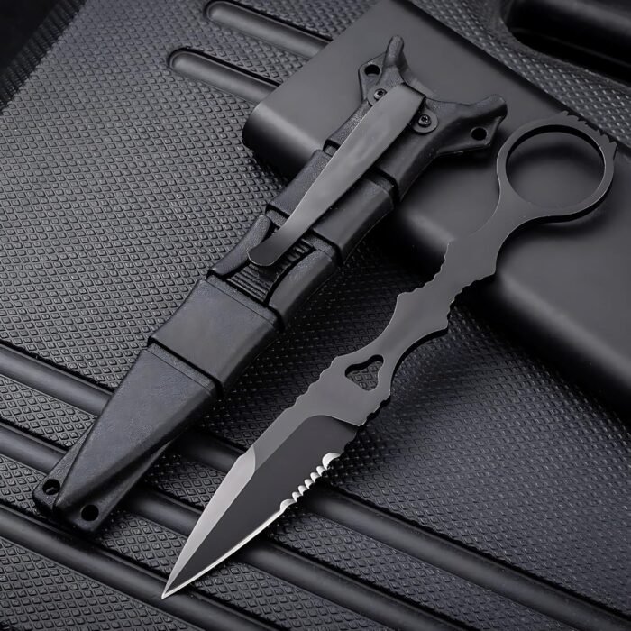 Portable Knife 6.7 Inch 440C Fixed Blade Outdoor Camping Portable Straight Knife With Kydex Sheath The Knife Comes In Black And White (Black)