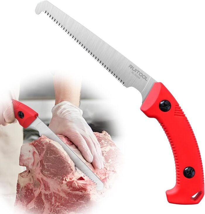 RUITOOL Bone Meat Saw for Hunting and Butchering, Camping Saws for Rib Cutting, Outdoor Portable Hand Saw with Non-Slip Handle, High Carbon Steel 12 TPI Saw Blad with Triple Ground Saw Teeth