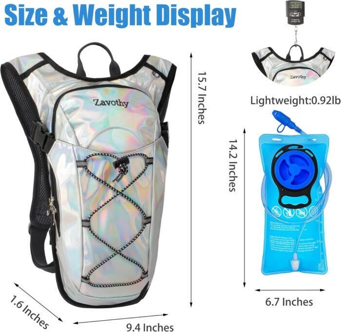 Reflective Hydration Backpack, Hydration Pack - Water Backpack with 2L Hydration Bladder, Essential for Festivals - Rave Hydration Pack for Hiking, Running, Cycling, and Festivals - Image 2