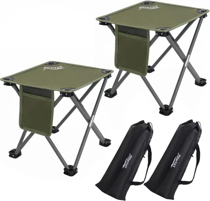 Roptat 2 Pack Camping Stool,Portable Folding Compact Lightweight Stool Seat for Camping Fishing Hiking Gardening Outdoor Walking Backpacking Travelling and Beach with Carry Bag