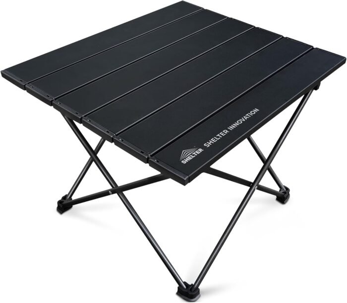 SHELTER Camping Table, Compact Folding Camp Table, Foldable Camping Tables with Carry Bag, Ultralight Portable Aluminum Table for Hiking, Picnic, BBQ, Outdoor Cooking, Travel, Beach Table