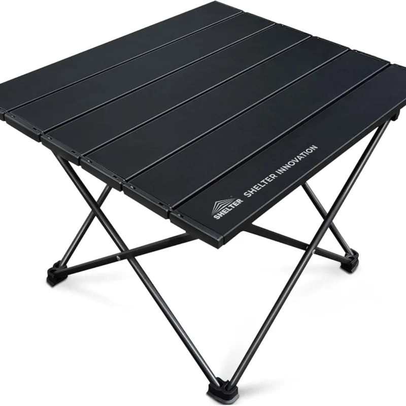 SHELTER Camping Table, Compact Folding Camp Table, Foldable Camping Tables with Carry Bag, Ultralight Portable Aluminum Table for Hiking, Picnic, BBQ, Outdoor Cooking, Travel, Beach Table