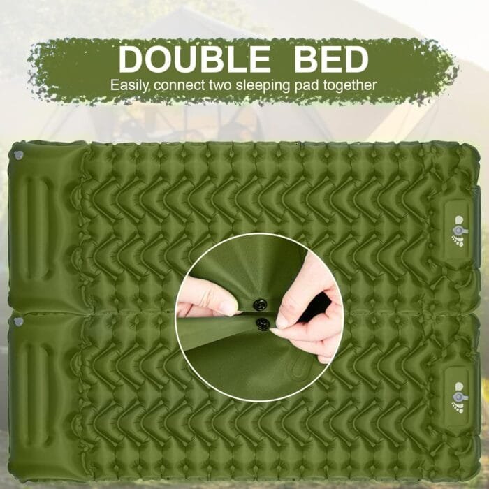 Sleeping Pad, Ultralight Inflatable Sleeping Pad for Camping, Built-in Pump, Ultimate for Camping, Hiking, Airpad, Carry Bag, Repair Kit, Compact & Lightweight Air Mattress(Green) - Image 2