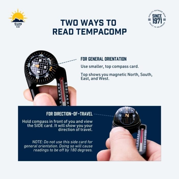 Sun Company TempaComp - Ball Compass and Thermometer Carabiner | Hiking, Backpacking, and Camping Accessory | Clip On to Pack, Parka, or Jacket - Image 2