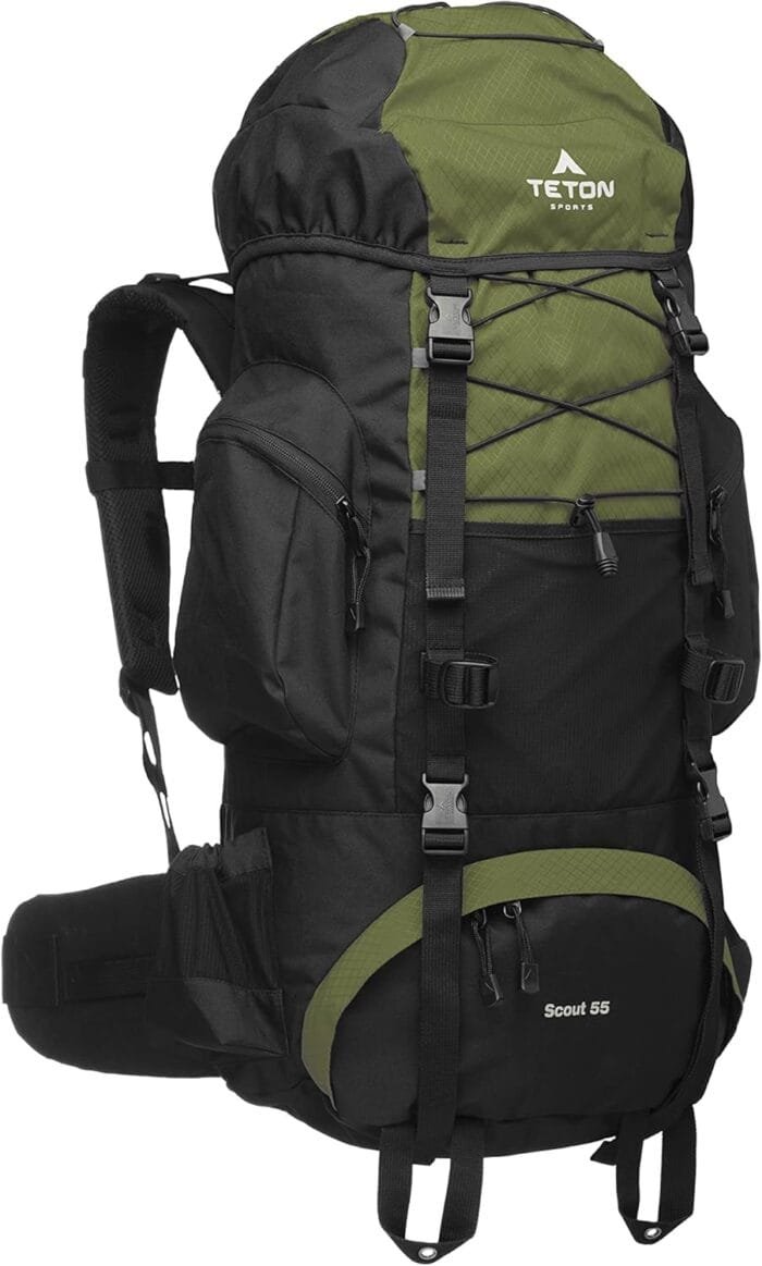 TETON 55L Scout Internal Frame Backpack for Hiking, Camping, Backpacking, Rain Cover Included