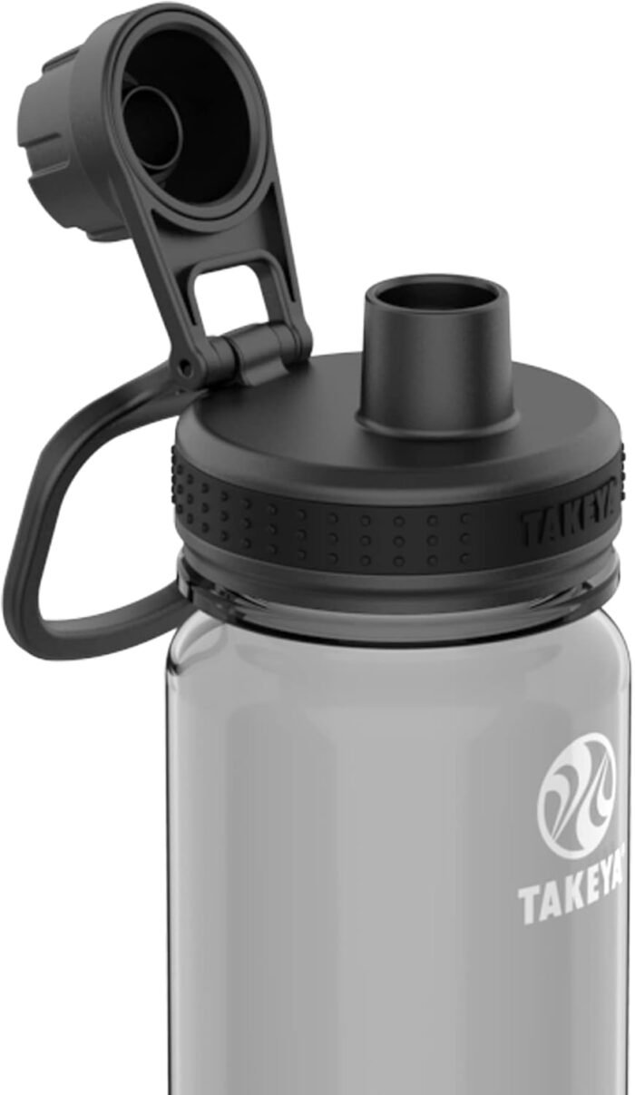 Takeya 24 Oz Tritan Plastic Sport Water Bottle with Spout Lid, Premium Quality, BPA Free Food Grade Materials, Stormy Black - Image 2