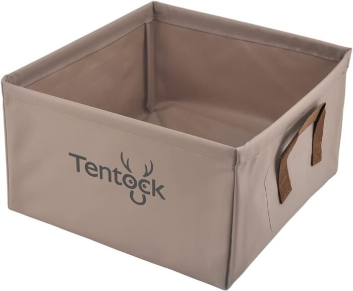 Tentock Collapsible Bucket 13L Lightweight Portable Foldable Water Basin Multifunctional Waterproof Folding Container for Camping Hiking Outdoor Travelling (Khaki)