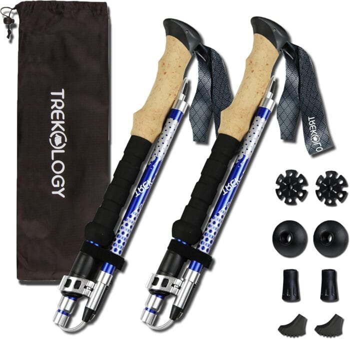 Trekology Trek-Z Collapsible Hiking & Trekking Poles - Balance Support for Seniors, Women, and Men, 2pc Per Set