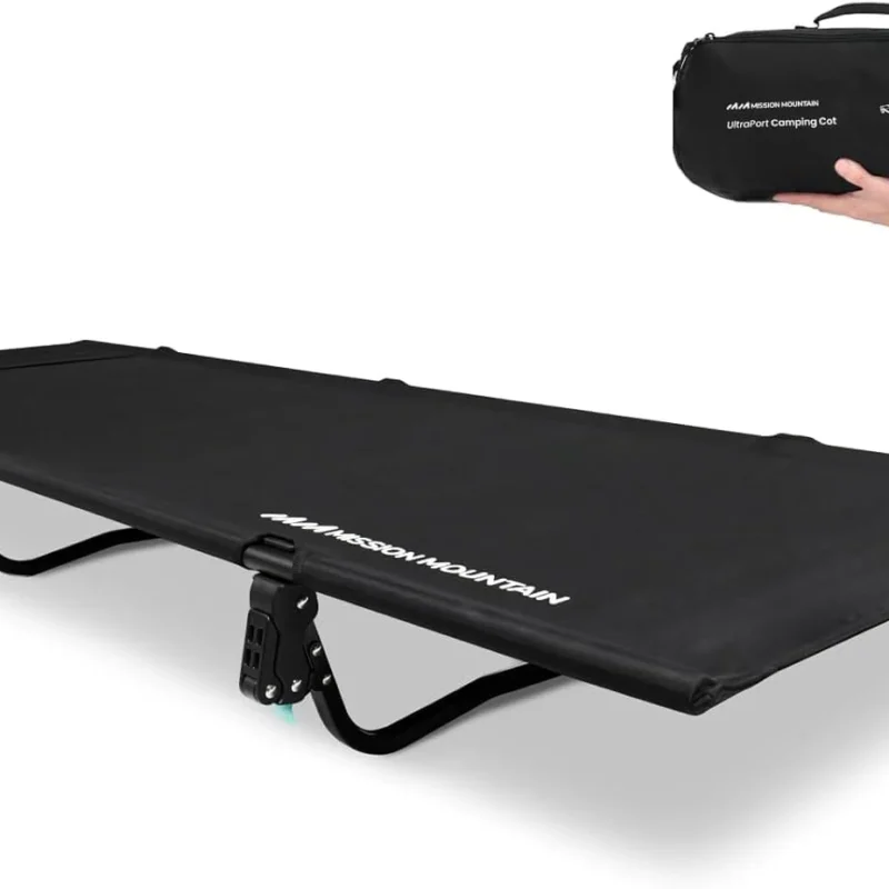 UltraPort Camping Cot, Ultralight Backpacking Cot, Lightweight Camp Cot, Built-in Pillow Pocket, Max Supports 350lbs, Portable Cot for Adults, Camping, Outdoors and Home (Black)