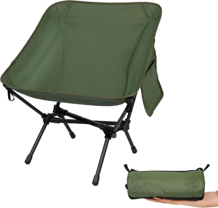 Ultralight Camping Chair, Portable Folding Backpacking Chair, Compact Camping Chair with Carry Bag for Outdoor Camp Hiking Backpack Beach Travel (Green)