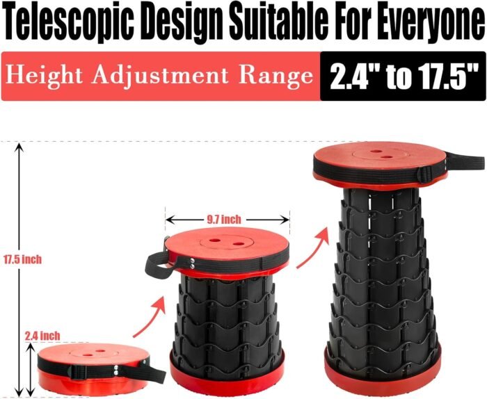 Upgraded Collapsible Stool Thickened Set of 2, Portable Stool Folding Stool, Foldable Chair for Camping Fishing Hiking BBQ and Outdoor Activities - Max 400lbs - Image 2