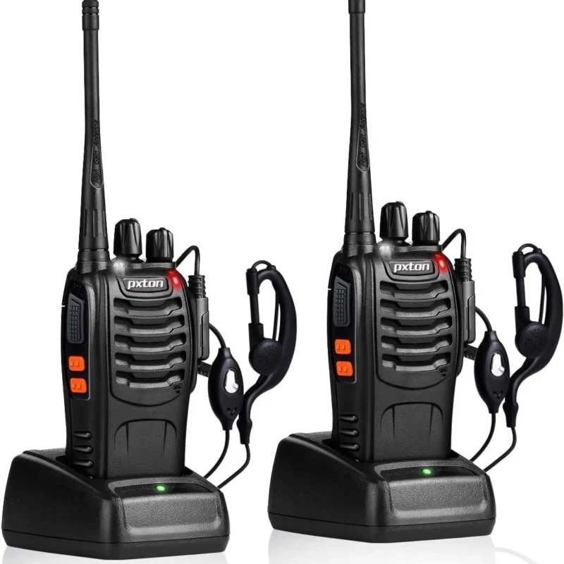 Walkie Talkies Rechargeable Long Range Two-Way Radios with Earpieces,2-Way Radios UHF Handheld Transceiver Walky Talky with Flashlight Li-ion Battery and Charger(2 Pack)