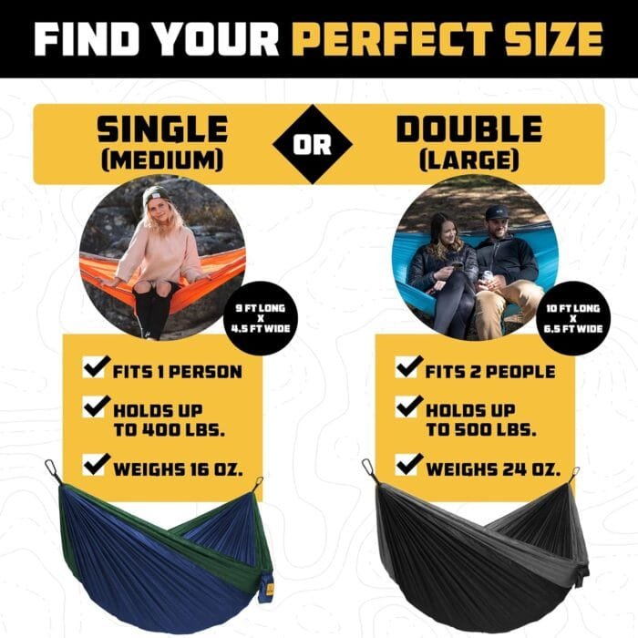 Wise Owl Outfitters Hammock for Camping Hammocks Gear for The Outdoors Backpacking Survival or Travel - Portable Lightweight Parachute Nylon - Up to 500lbs - Image 2