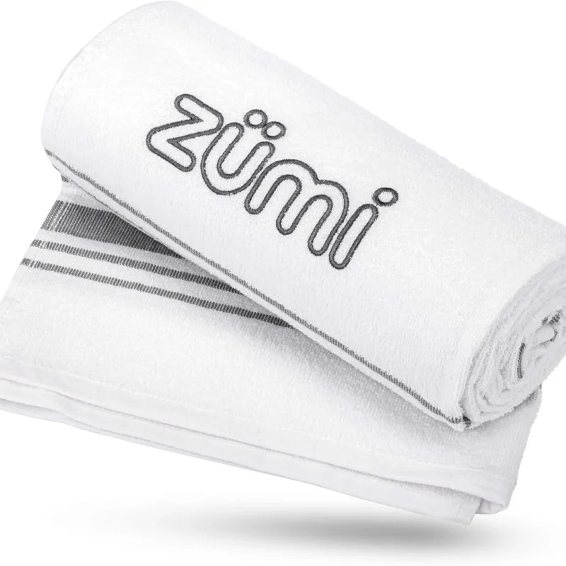 Zumi 100% Cotton Quick Dry Large Travel Towel - Soft, Thin, Compact, Highly Absorbent, Lightweight Camping Towel for Beach, Gym, Bath, Shower, Swimming, Dorm, RV - White